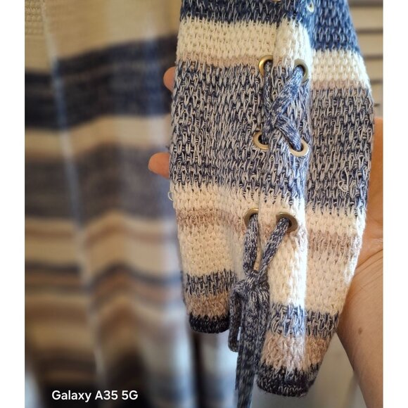 Torrid Womens Open Front Striped Cardigan Sweater Size 1 Ivory Brown Burgundy Co - Picture 14 of 14